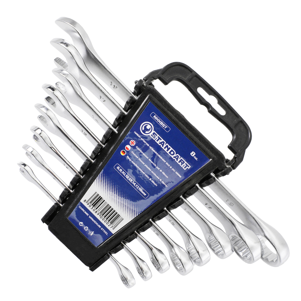 Ключ Стандарт ріжково-накидний 8 шт. 8-19 мм на холдері (NKK8ST) - фото 2 Ключ Стандарт ріжково-накидний 8 шт. 8-19 мм на холдері (NKK8ST) - фото 2