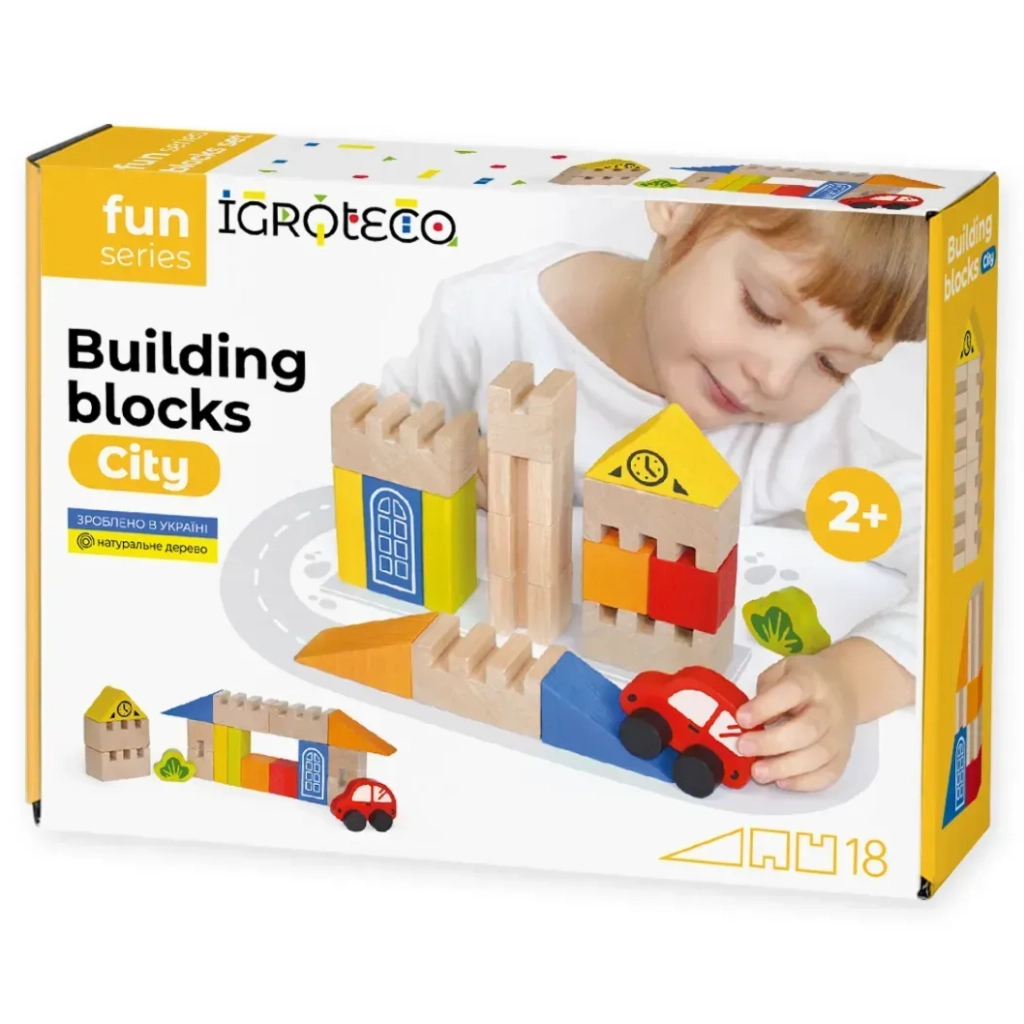 Кубики Ігротеко Будівельні блоки Місто 18 елементів (900538) - фото 1 Кубики Ігротеко Будівельні блоки Місто 18 елементів (900538) - фото 1