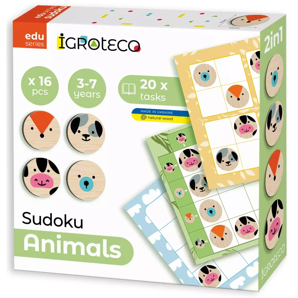 Розвиваюча іграшка Ігротеко Судоку Тварини (900705) - фото 1 Розвиваюча іграшка Ігротеко Судоку Тварини (900705) - фото 1