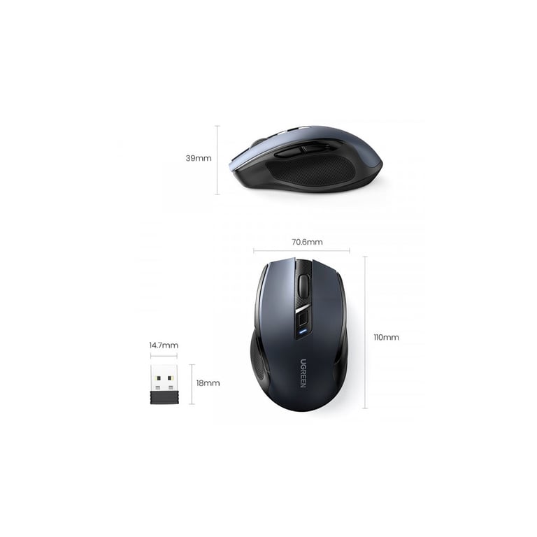 Мишка Ugreen MU006 Ergonomic Wireless Gray/Black (15063) - фото 8