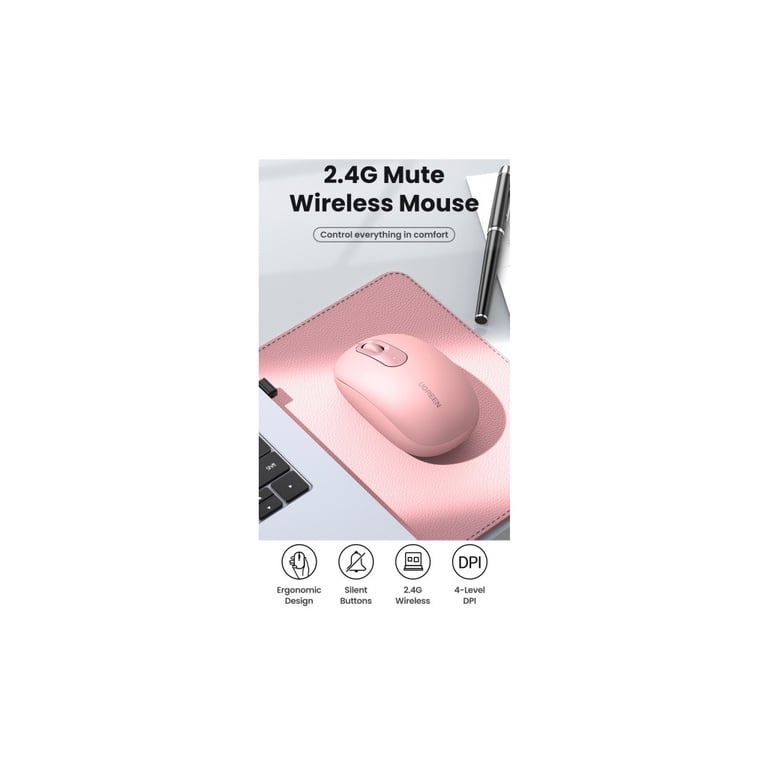 Мишка Ugreen MU105 Wireless Pink (90686) - фото 5