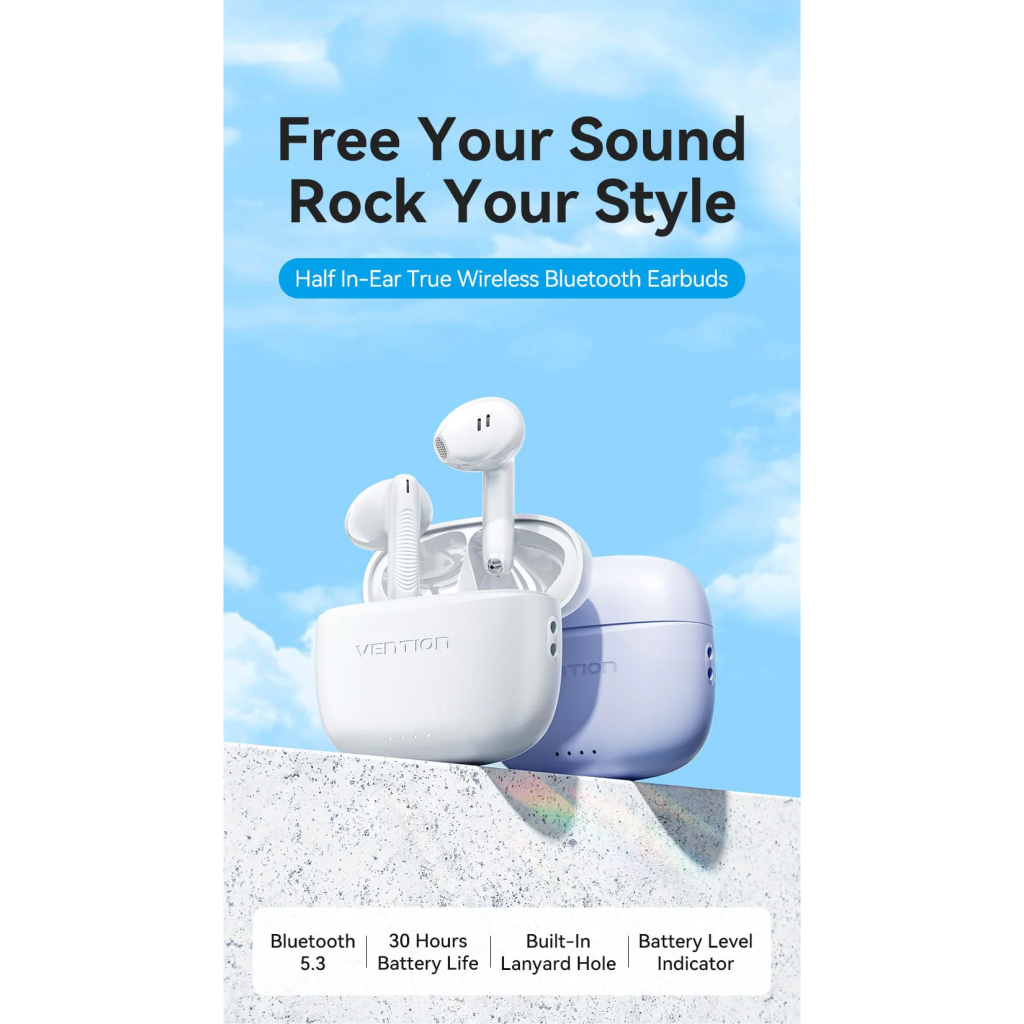 Навушники Vention Elf Earbuds E03 White (NBHW0) - фото 5 Навушники Vention Elf Earbuds E03 White (NBHW0) - фото 5