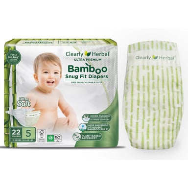 Підгузки Clearly Herbal Bamboo, розмір 5 (11-18 кг), 22 шт (1137) - фото 1