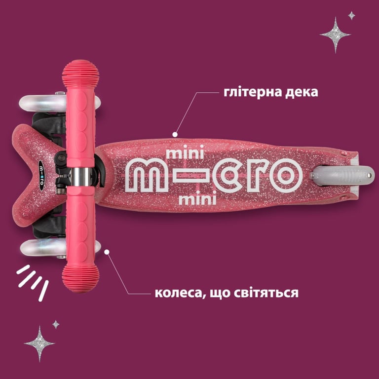 Самокат Micro Mini Deluxe Fairy Glitter LED Рожевий (MMD208) - фото 5