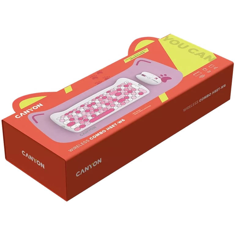 Комплект Canyon HSET-W6 Kitty Edition Wireless UA Pink (CNS-HSETW6PK) - фото 6