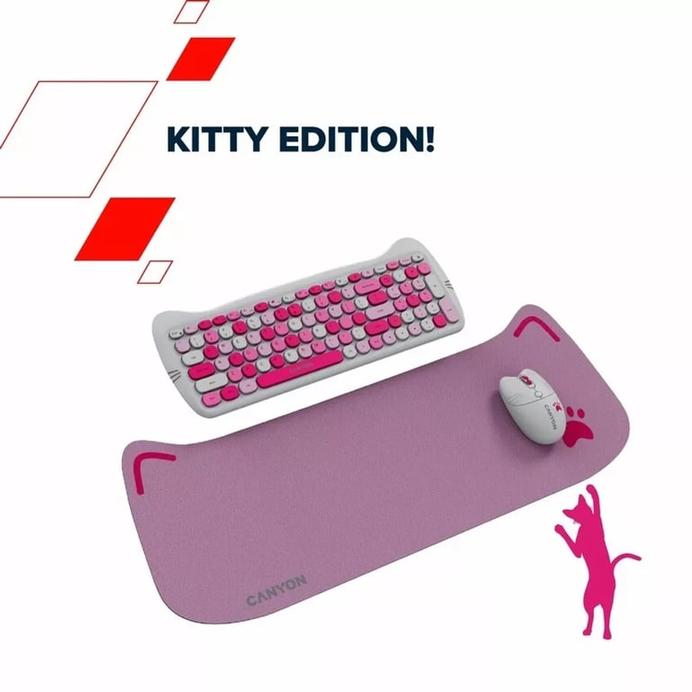 Комплект Canyon HSET-W6 Kitty Edition Wireless UA Pink (CNS-HSETW6PK) - фото 7