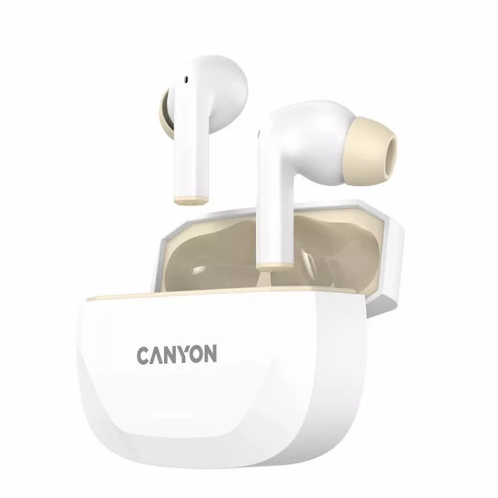 Навушники Canyon Hexagon 7 TWS ANC+ENC Wireless Charge White/Beige (CNS-TWS7WB) - фото 3 Навушники Canyon Hexagon 7 TWS ANC+ENC Wireless Charge White/Beige (CNS-TWS7WB) - фото 3