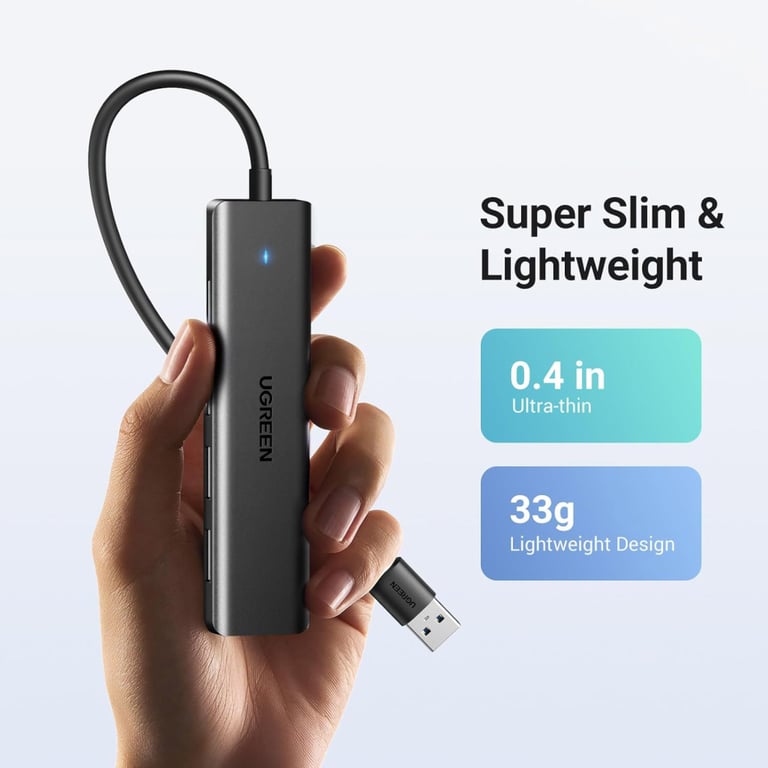 Концентратор Ugreen USB 3.0 to 4хUSB 3.0 0.15m Space Gray CM219 (25851) - фото 6