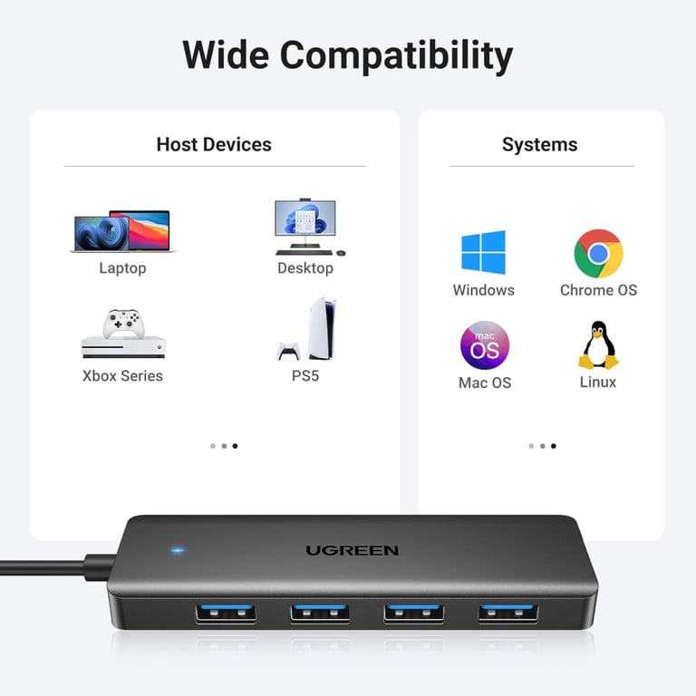 Концентратор Ugreen USB 3.0 to 4хUSB 3.0 1.0m Space Gray CM219 (35574) - фото 5