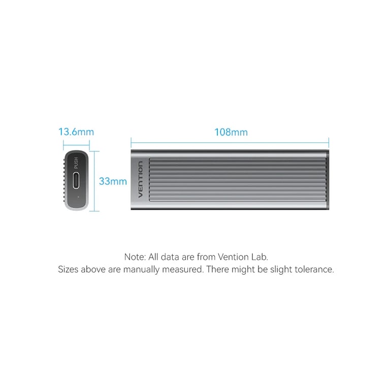 Кишеня зовнішня Vention SSD M.2 (NVME) M-key USB Type-C 3.2 10Gbps Heat Sink Aluminum (KPKH0) - фото 12
