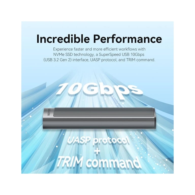 Кишеня зовнішня Vention SSD M.2 (NVME) M-key USB Type-C 3.2 10Gbps Heat Sink Aluminum (KPKH0) - фото 5