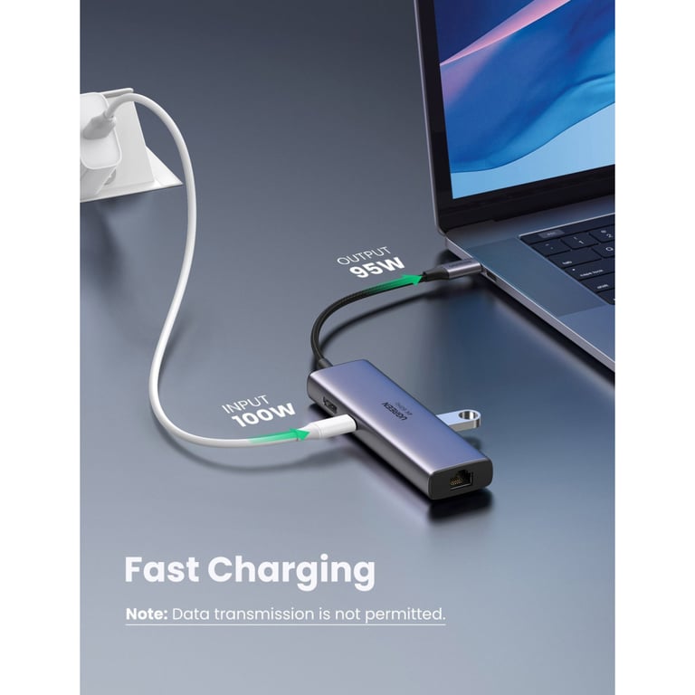 Концентратор Ugreen USB3.1 Type-C to HDMI/USB 3.0x2/RJ45/SD/TF/PD 100W CM512 (60515) - фото 12