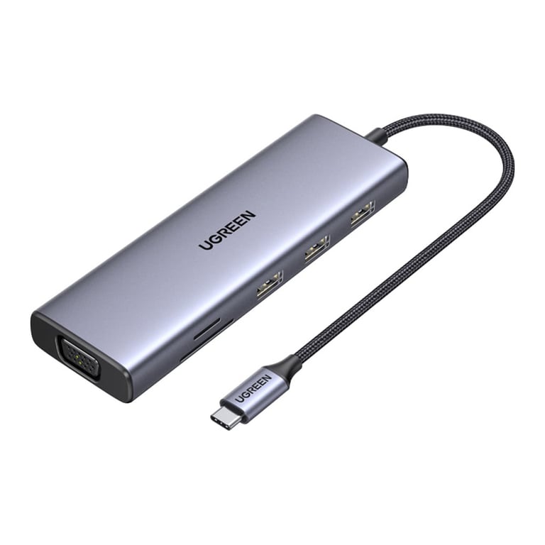 Концентратор Ugreen USB3.1 Type-C to HDMI60Hz/VGA/USB 3.0х3/RJ45/SD/TF/PD 100W 9-in-1 CM498 (15600) - фото 1