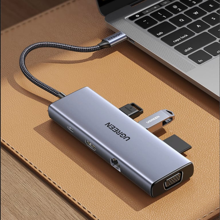 Концентратор Ugreen USB3.1 Type-C to HDMI60Hz/VGA/USB 3.0х3/RJ45/SD/TF/PD 100W 9-in-1 CM498 (15600) - фото 4