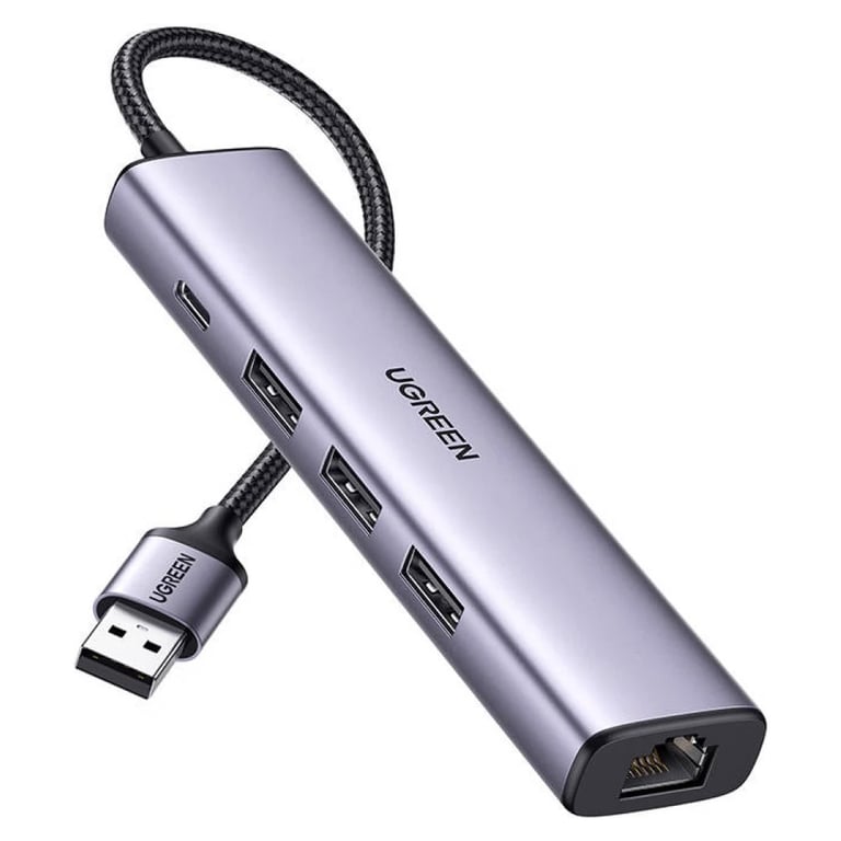 Концентратор Ugreen USB 3.0 to 3хUSB 3.0/Type-C+RJ45(1000M) Ethernet 5in1 CM475 (60554) - фото 1
