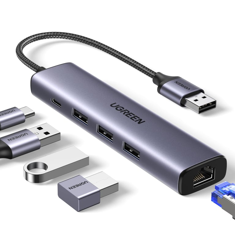 Концентратор Ugreen USB 3.0 to 3хUSB 3.0/Type-C+RJ45(1000M) Ethernet 5in1 CM475 (60554) - фото 2