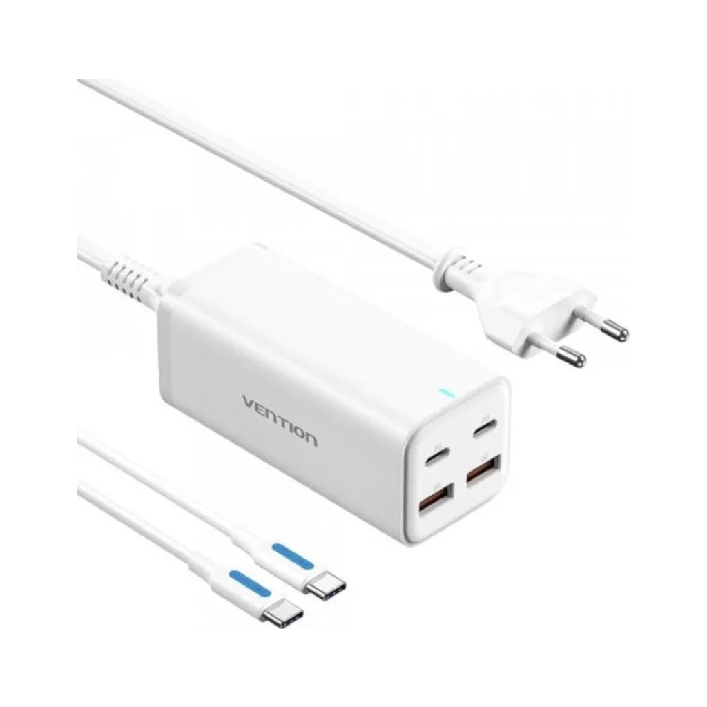 Зарядний пристрій Vention 4xUSB 100W (2xUSB-C+2xUSB-A) PD3.0/QC 3.0/GaN White (FBSWG-EU) Зарядний пристрій Vention 4xUSB 100W (2xUSB-C+2xUSB-A) PD3.0/QC 3.0/GaN White (FBSWG-EU)
