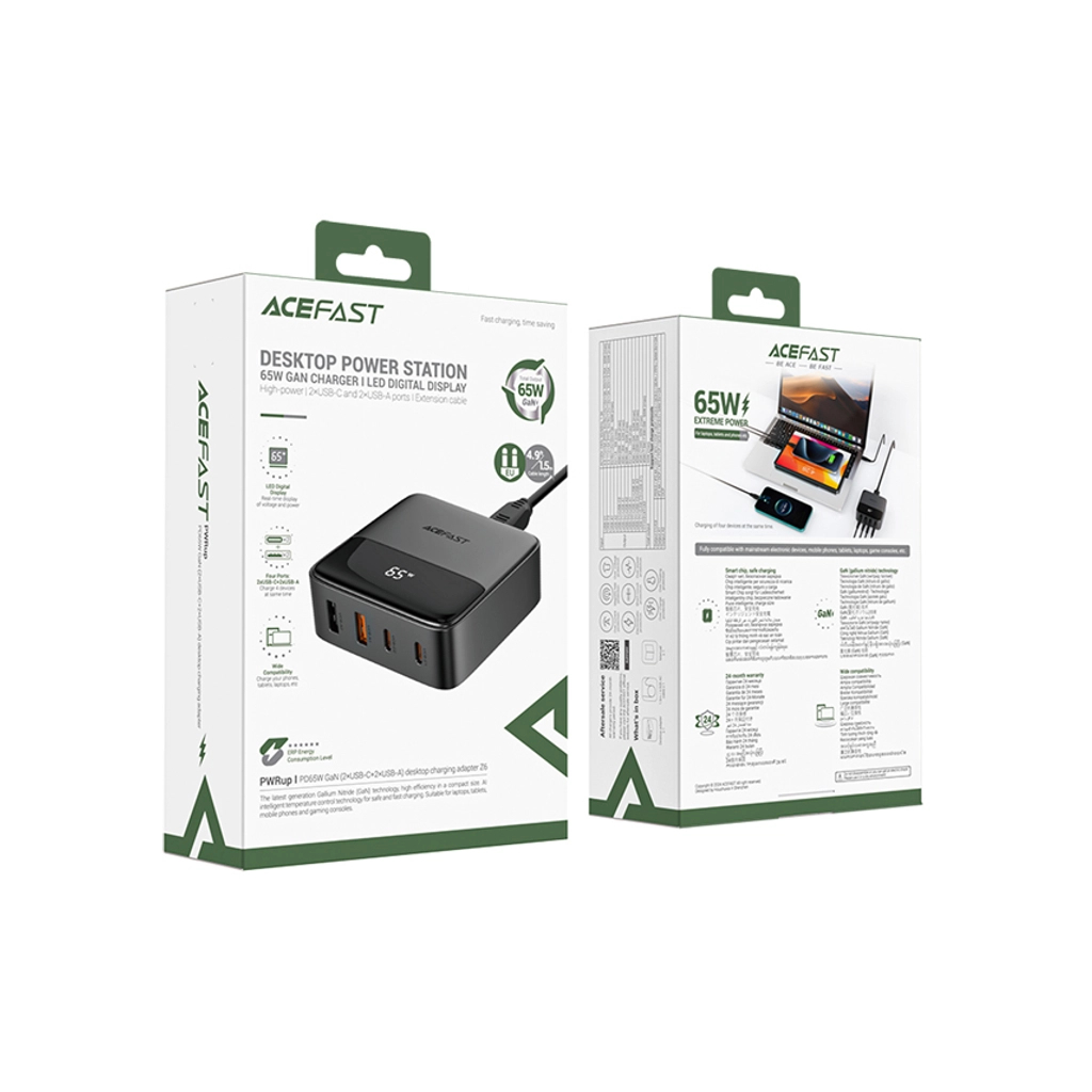 Зарядний пристрій Acefast 4xUSB 65W (2xUSB-C + 2xUSB-A) Gan Z6 Fast Charger (6974316283324) - фото 2 Зарядний пристрій Acefast 4xUSB 65W (2xUSB-C + 2xUSB-A) Gan Z6 Fast Charger (6974316283324) - фото 2