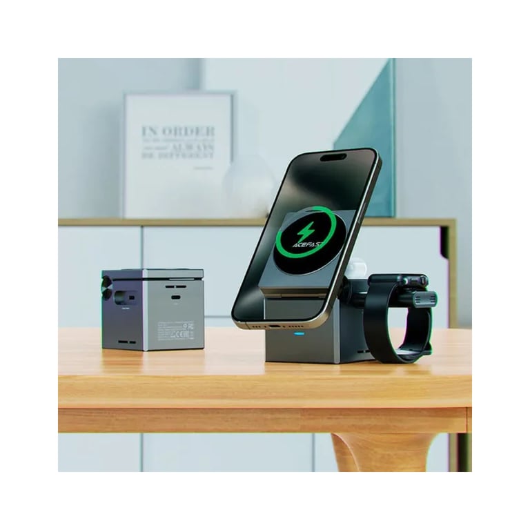 Зарядний пристрій Acefast Wireless QI 3in1 15W E18 Rubik''s (6974316282884) - фото 6