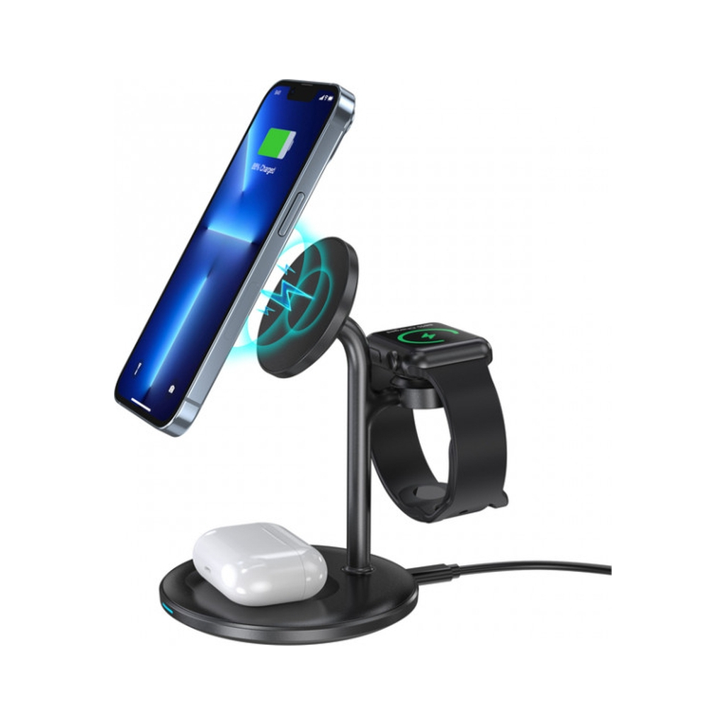 Зарядний пристрій Choetech 15W 3-in-1 Magnetic Wireless Fast Charger black (T585-F-101-CCBK) - фото 4 Зарядний пристрій Choetech 15W 3-in-1 Magnetic Wireless Fast Charger black (T585-F-101-CCBK) - фото 4