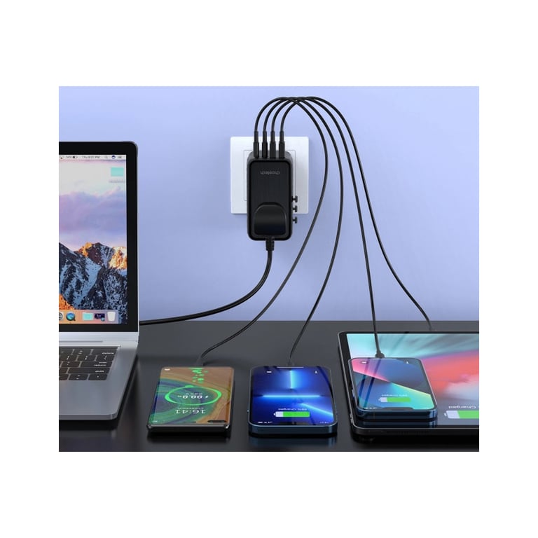 Зарядний пристрій Choetech 4xUSB 100W PD (2хUSB-C+2хUSB-A) сharger diamond model black (PD6028-BK) - фото 4