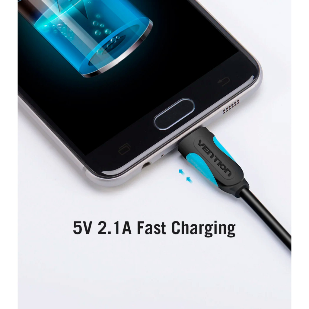 Дата кабель USB 2.0 AM to Micro 5P 0.5m Black Vention (VAS-A08-B050) - фото 3 Дата кабель USB 2.0 AM to Micro 5P 0.5m Black Vention (VAS-A08-B050) - фото 3