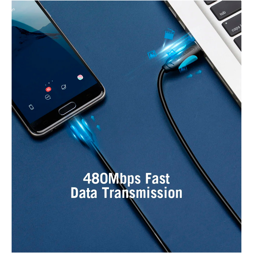 Дата кабель USB 2.0 AM to Micro 5P 0.5m Black Vention (VAS-A08-B050) - фото 4 Дата кабель USB 2.0 AM to Micro 5P 0.5m Black Vention (VAS-A08-B050) - фото 4