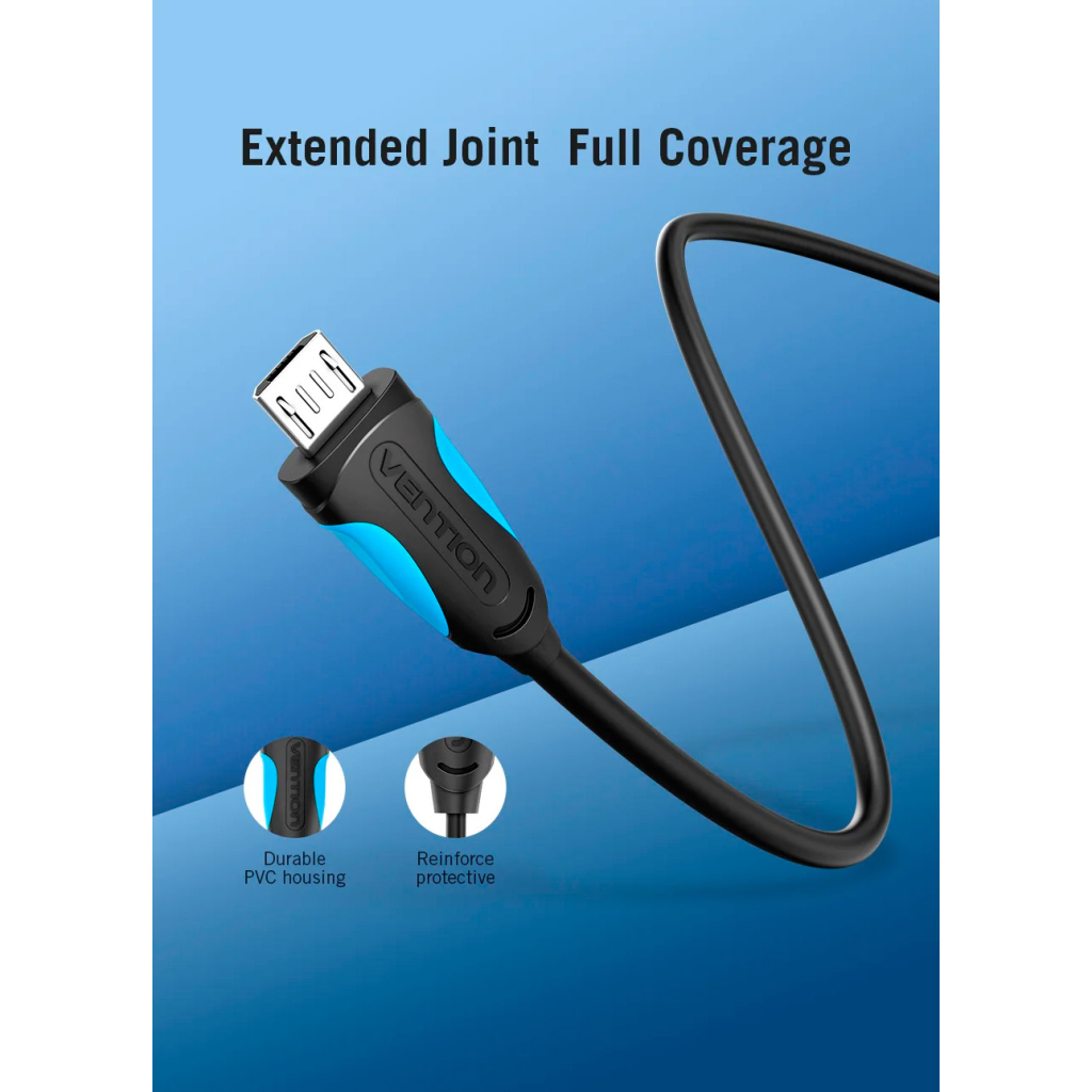 Дата кабель USB 2.0 AM to Micro 5P 0.5m Black Vention (VAS-A08-B050) - фото 8 Дата кабель USB 2.0 AM to Micro 5P 0.5m Black Vention (VAS-A08-B050) - фото 8