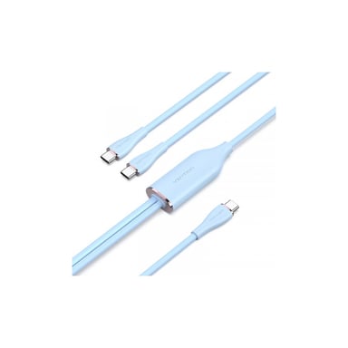 Дата кабель USB-C to 2xUSB-C 1.5m 5.0A Silicone Type Blue Vention (CTMSG) - фото 1