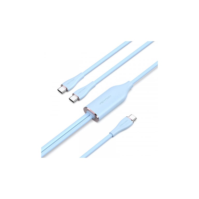 Дата кабель USB-C to 2xUSB-C 1.5m 5.0A Silicone Type Blue Vention (CTMSG) - фото 1