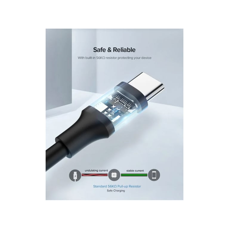 Дата кабель USB 2.0 AM to USB-C 0.5m 3.0A (18W) Nickel Plating US287 Black Ugreen (60115) - фото 6