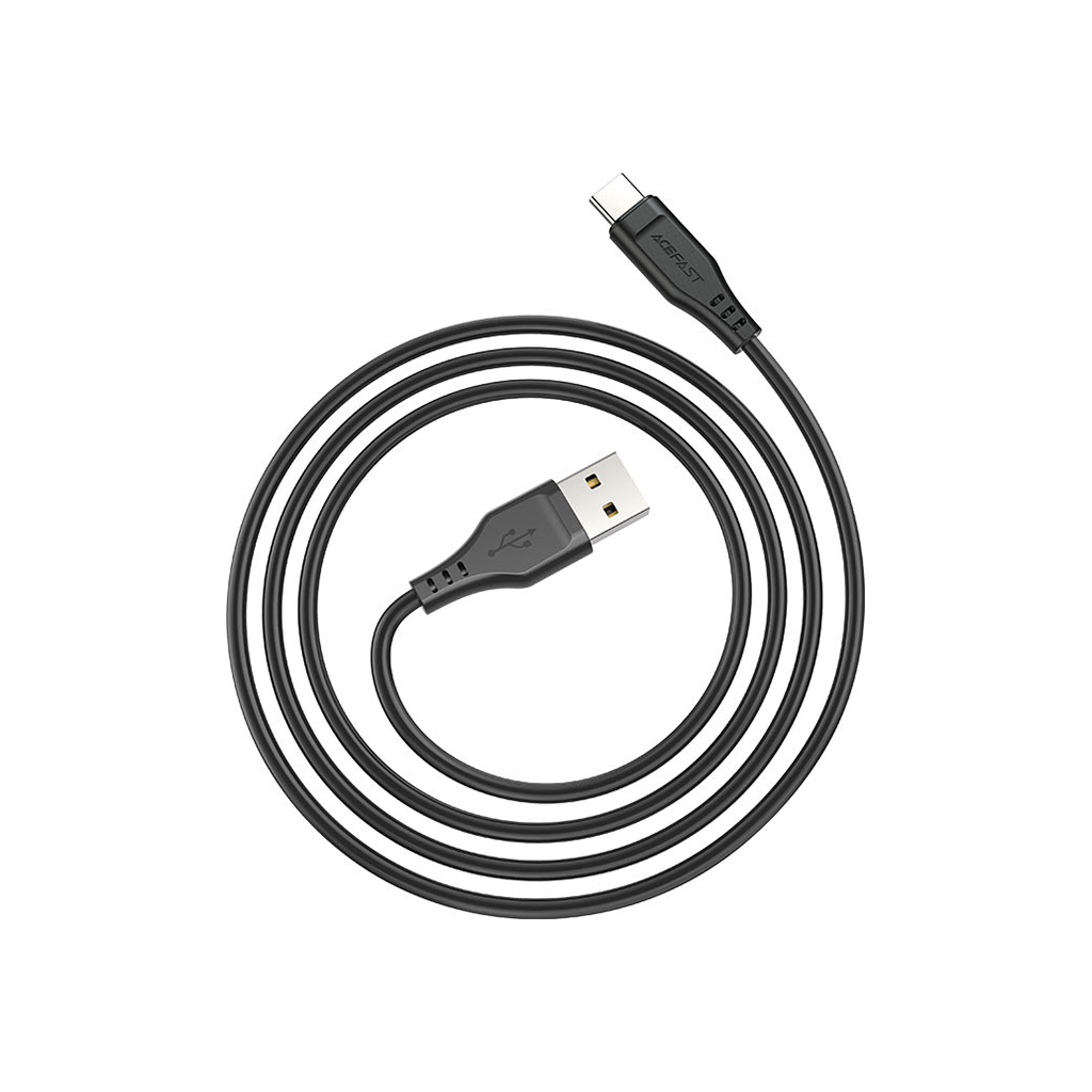 Дата кабель USB 2.0 AM to USB-C 1.2m 3.0A TPE Black Acefast (6974316280866) - фото 2 Дата кабель USB 2.0 AM to USB-C 1.2m 3.0A TPE Black Acefast (6974316280866) - фото 2