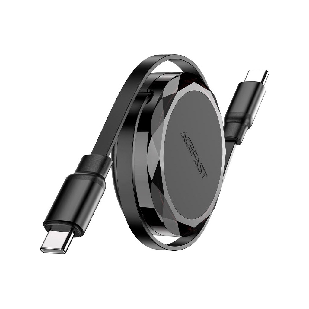 Дата кабель USB-C to USB-C 0.8m 60W dual retraction C13-03 Black Acefast (6974316280132) Дата кабель USB-C to USB-C 0.8m 60W dual retraction C13-03 Black Acefast (6974316280132)