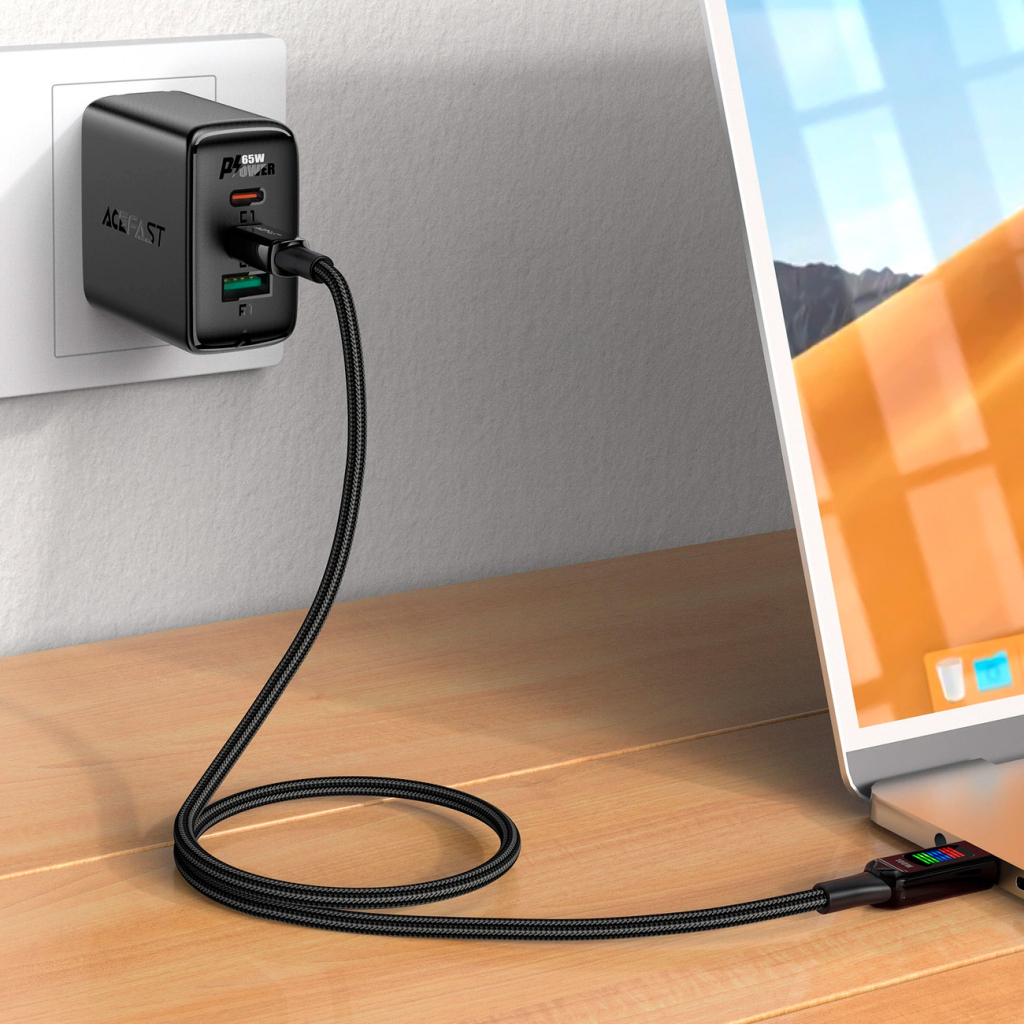 Дата кабель USB-C to USB-C 1.2m 100W with display C7-03 Acefast (6974316282778) - фото 6 Дата кабель USB-C to USB-C 1.2m 100W with display C7-03 Acefast (6974316282778) - фото 6