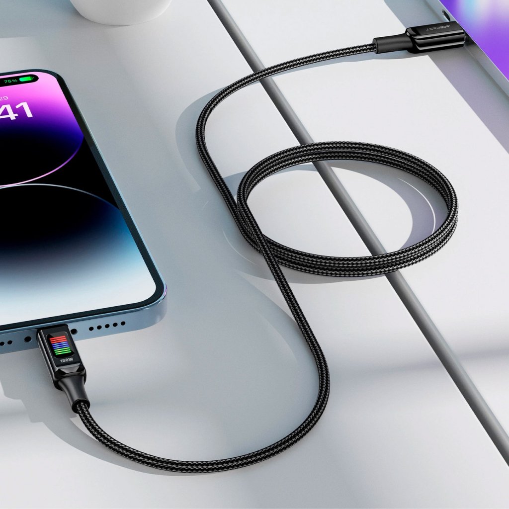 Дата кабель USB-C to USB-C 1.2m 100W with display C7-03 Acefast (6974316282778) - фото 7 Дата кабель USB-C to USB-C 1.2m 100W with display C7-03 Acefast (6974316282778) - фото 7