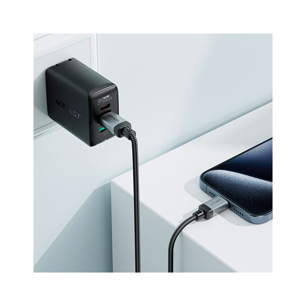 Дата кабель USB-C to USB-C 1.2m 3A aluminum alloy C20-03 Black Acefast (6974316283775) - фото 6 Дата кабель USB-C to USB-C 1.2m 3A aluminum alloy C20-03 Black Acefast (6974316283775) - фото 6