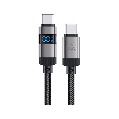 Дата кабель USB-C to USB-C 1.2m 60W digital display C15-03 Black Acefast (6974316283720) - фото 1