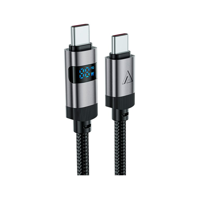 Дата кабель USB-C to USB-C 1.2m 60W digital display C15-03 Black Acefast (6974316283720) - фото 2