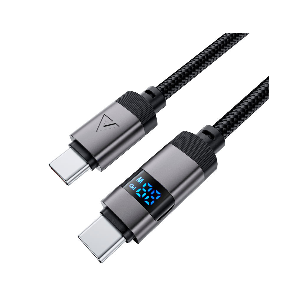 Дата кабель USB-C to USB-C 1.2m 60W digital display C15-03 Black Acefast (6974316283720) - фото 3 Дата кабель USB-C to USB-C 1.2m 60W digital display C15-03 Black Acefast (6974316283720) - фото 3