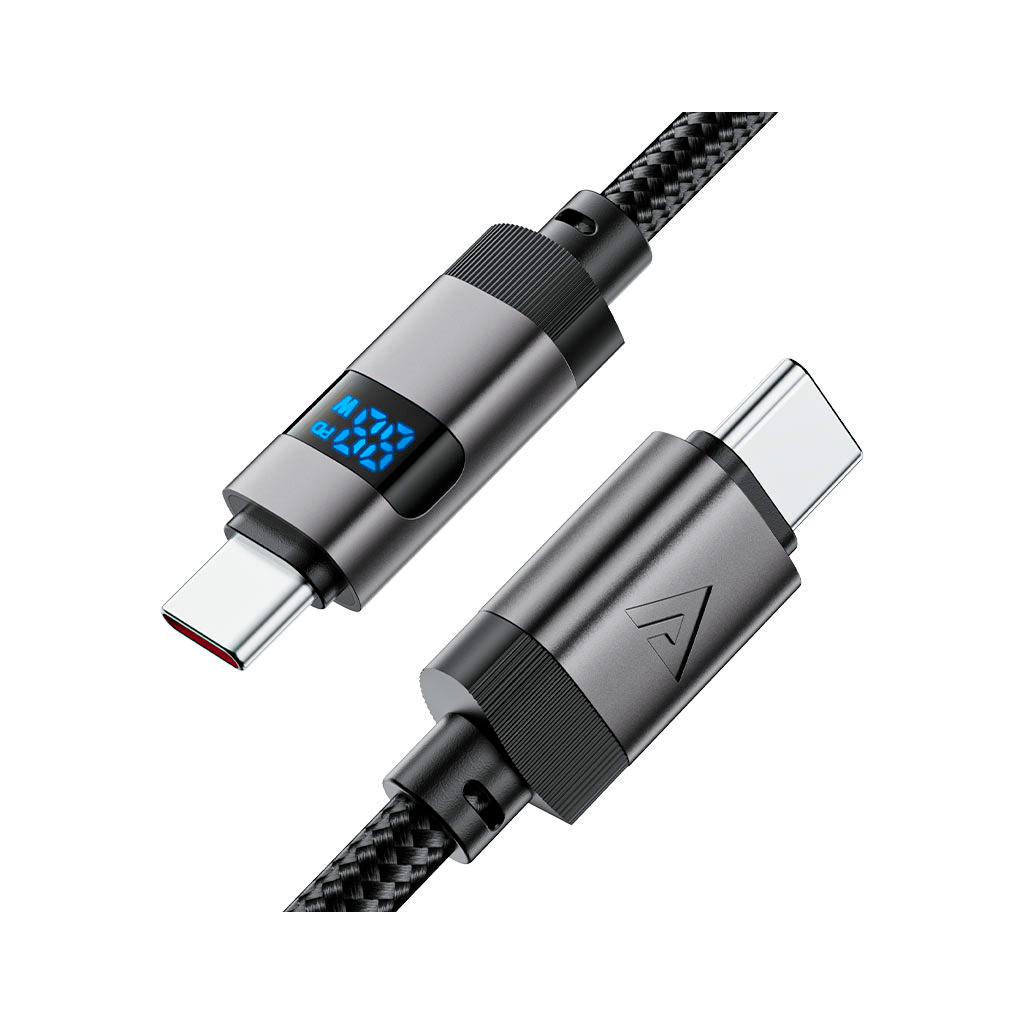 Дата кабель USB-C to USB-C 1.2m 60W digital display C15-03 Black Acefast (6974316283720) - фото 4 Дата кабель USB-C to USB-C 1.2m 60W digital display C15-03 Black Acefast (6974316283720) - фото 4