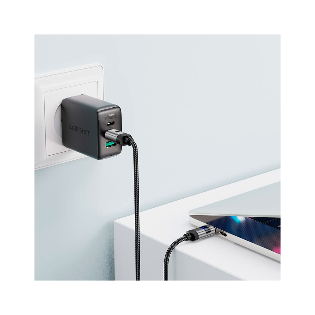 Дата кабель USB-C to USB-C 1.2m 60W digital display C15-03 Black Acefast (6974316283720) - фото 6 Дата кабель USB-C to USB-C 1.2m 60W digital display C15-03 Black Acefast (6974316283720) - фото 6