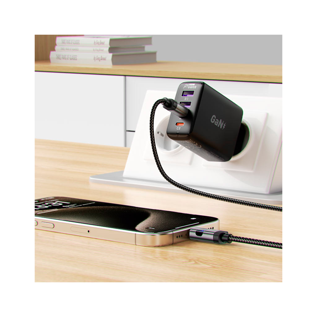 Дата кабель USB-C to USB-C 1.2m 60W digital display C15-03 Black Acefast (6974316283720) - фото 7 Дата кабель USB-C to USB-C 1.2m 60W digital display C15-03 Black Acefast (6974316283720) - фото 7