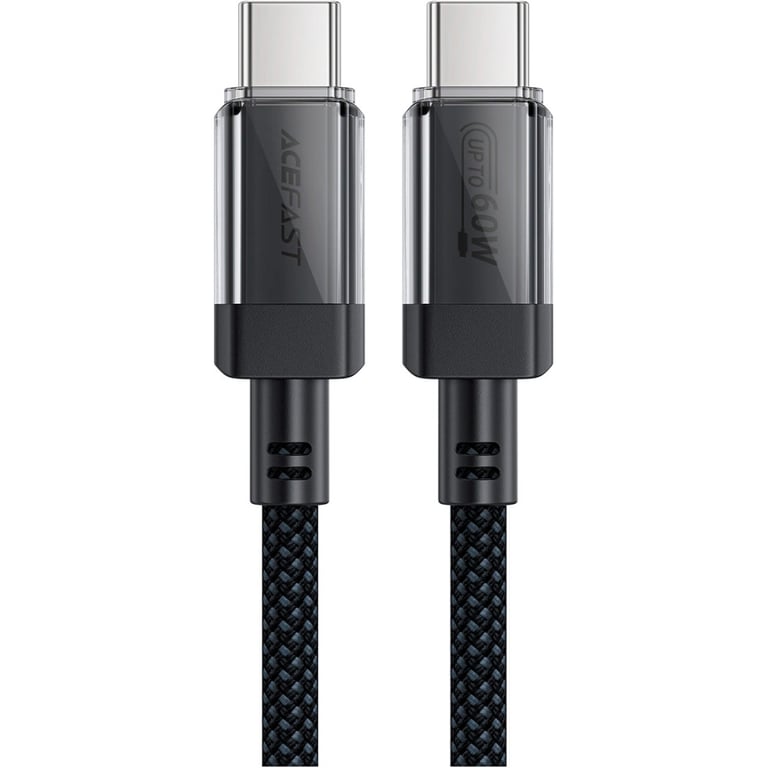 Дата кабель USB-C to USB-C 1.2m 60W stainless steel C12-03 Black Acefast (6974316283317) - фото 1