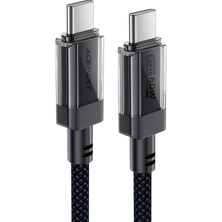 Дата кабель USB-C to USB-C 1.2m 60W stainless steel C12-03 Black Acefast (6974316283317) - фото 2