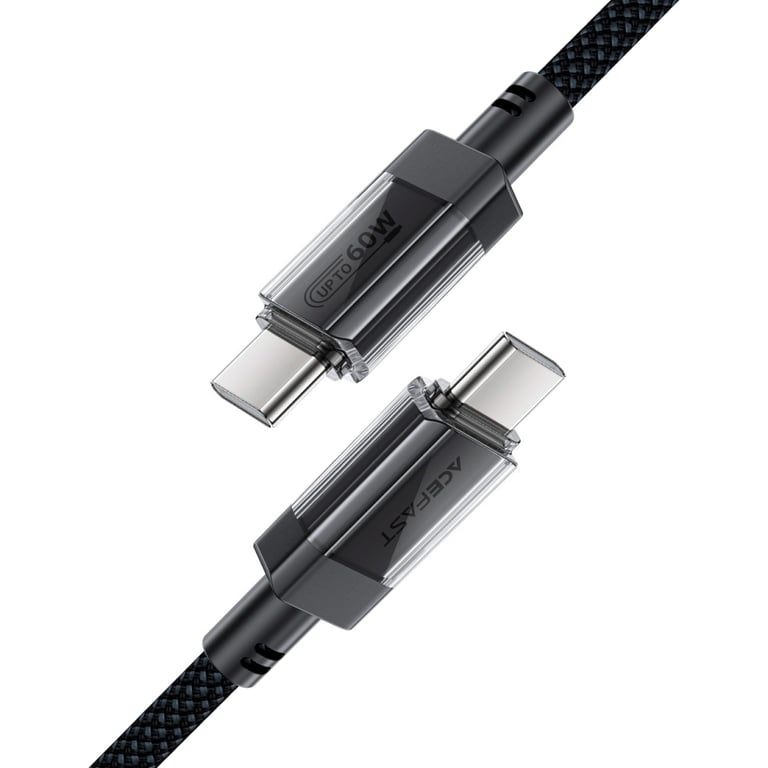 Дата кабель USB-C to USB-C 1.2m 60W stainless steel C12-03 Black Acefast (6974316283317) - фото 4