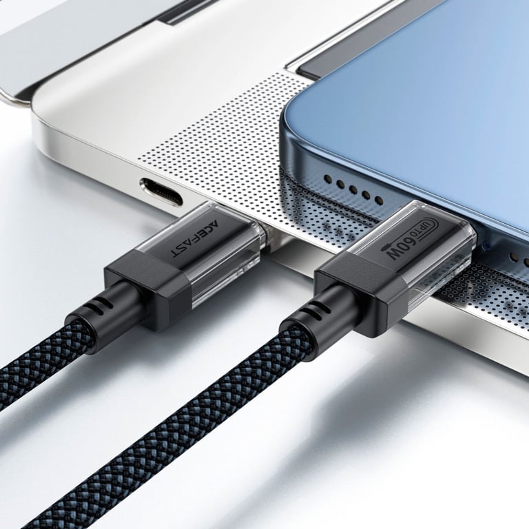 Дата кабель USB-C to USB-C 1.2m 60W stainless steel C12-03 Black Acefast (6974316283317) - фото 6
