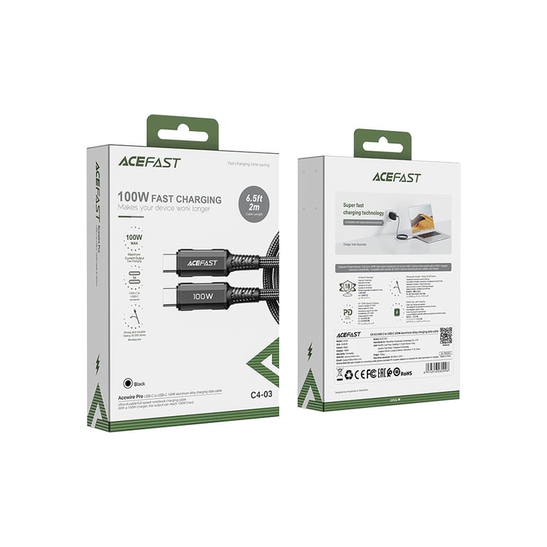 Дата кабель USB-C to USB-C 2.0m 100W C4-03 Acefast (6974316280996) - фото 3