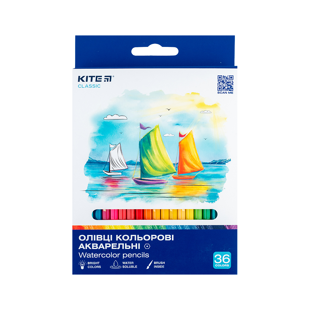 Олівці кольорові Kite Classic акварельні, 36 кольорів (K-1052) Олівці кольорові Kite Classic акварельні, 36 кольорів (K-1052)