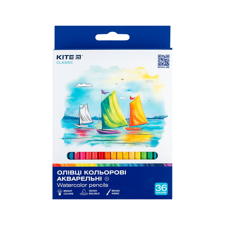 Олівці кольорові Kite Classic акварельні, 36 кольорів (K-1052) - фото 1