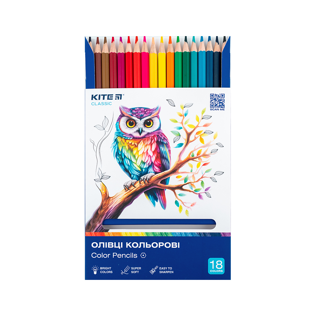 Олівці кольорові Kite Classic 18 кольорів (K-052) - фото 4 Олівці кольорові Kite Classic 18 кольорів (K-052) - фото 4